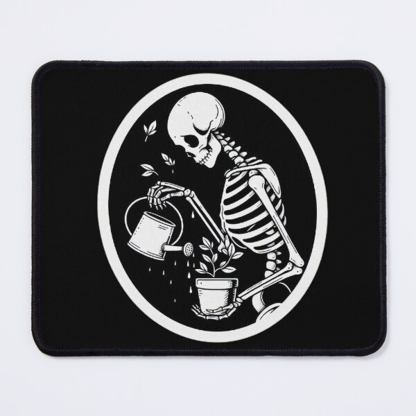 Item preview, Gothic Skeleton Taking Care of Plants – Cozy Dark Illustration designed and sold by Roberta Calabrese.