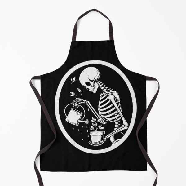 Item preview, Gothic Skeleton Taking Care of Plants – Cozy Dark Illustration designed and sold by Roberta Calabrese.