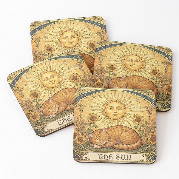 Item preview, The Sun Tarot Card - Sleeping Orange Cat Art Nouveau  designed and sold by PixelPasha.