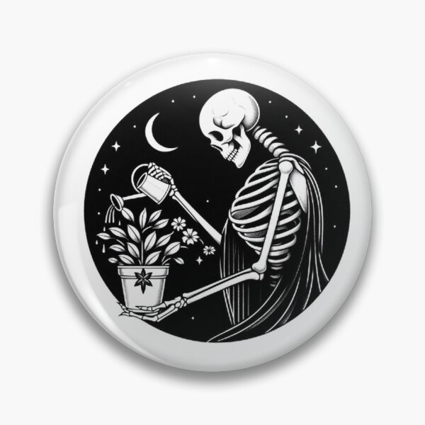 Item preview, Gothic Skeleton Taking Care of Plants – Cozy Dark Illustration designed and sold by Roberta Calabrese.