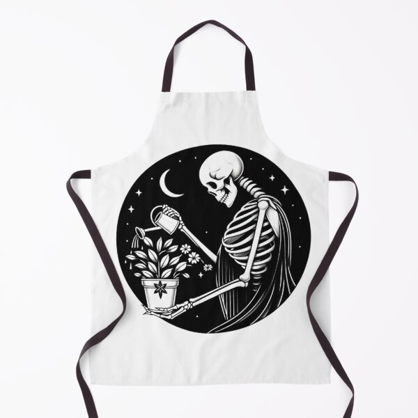 Item preview, Gothic Skeleton Taking Care of Plants – Cozy Dark Illustration designed and sold by Roberta Calabrese.
