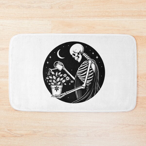 Item preview, Gothic Skeleton Taking Care of Plants – Cozy Dark Illustration designed and sold by Roberta Calabrese.