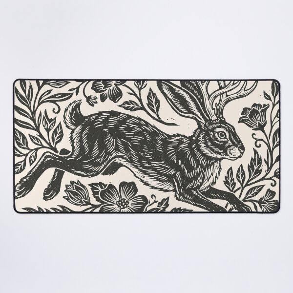 Item preview, Jackalope Floral Linocut Style Cottagecore Fairycore  designed and sold by Y-Vibes.