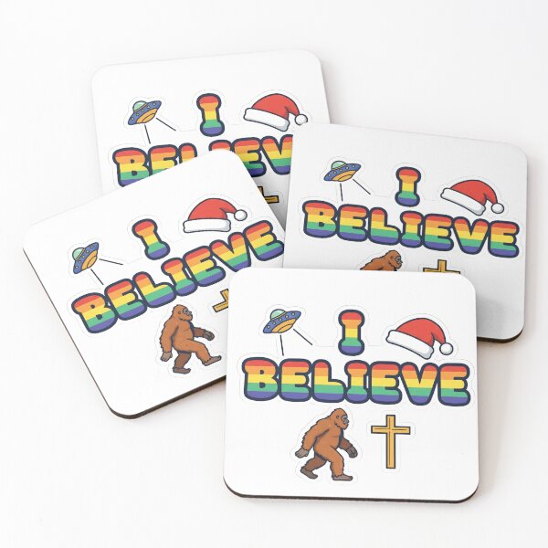 Item preview, I Believe Rainbow Pride UFO Bigfoot Jesus Cross Funny Christmas Design designed and sold by Sinfulchicken.