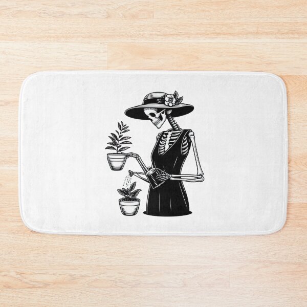 Item preview, Gothic Skeleton Taking Care of Plants – Cozy Dark Illustration designed and sold by Roberta Calabrese.