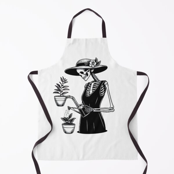Item preview, Gothic Skeleton Taking Care of Plants – Cozy Dark Illustration designed and sold by Roberta Calabrese.