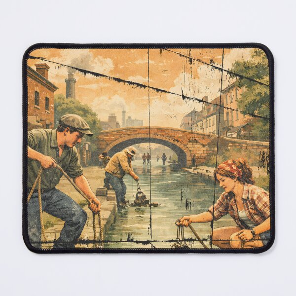 Item preview, Magnet Fishing In The Canal - Vintage Adventure Poster designed and sold by Pukisdaizi.