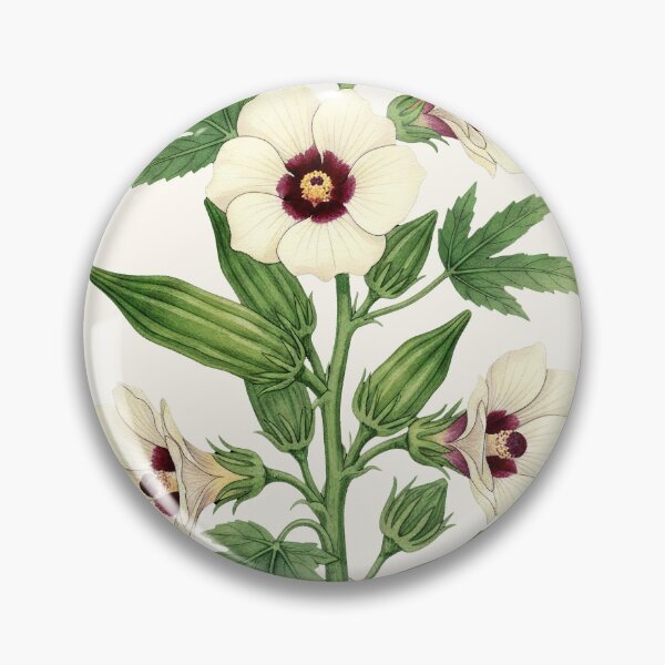 Item preview, Vintage Botanical Okra Flower and Green Vegetables designed and sold by LinaValearte.