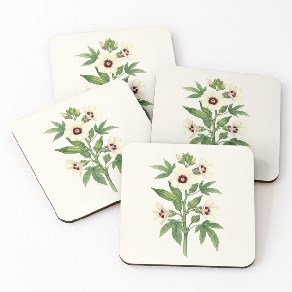 Item preview, Vintage Botanical Okra Flower and Green Vegetables designed and sold by LinaValearte.