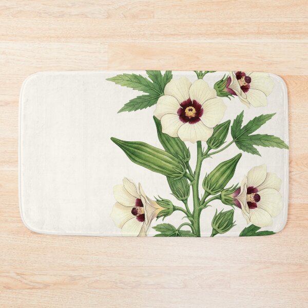 Item preview, Vintage Botanical Okra Flower and Green Vegetables designed and sold by LinaValearte.