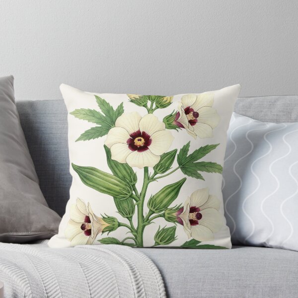 Item preview, Vintage Botanical Okra Flower and Green Vegetables designed and sold by LinaValearte.