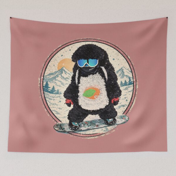 Item preview, Fluffy Black Snowboard Bunny – Cozy Winter Aesthetic Art designed and sold by SkiStickerHub.