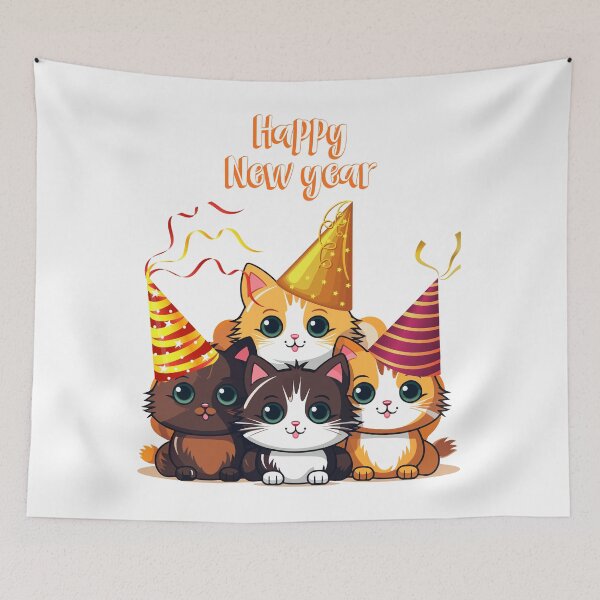 Item preview, Happy New Year With Cats. designed and sold by Dinasshop.