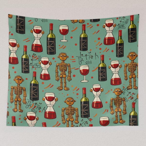 Item preview, The Whimsical Pattern of Wine and Wooden Souls designed and sold by Jani-art-world.