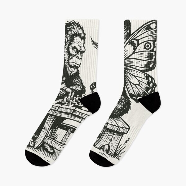 Item preview, Bigfoot Mothman Playing Chess Funny Vintage Cryptid  designed and sold by Y-Vibes.