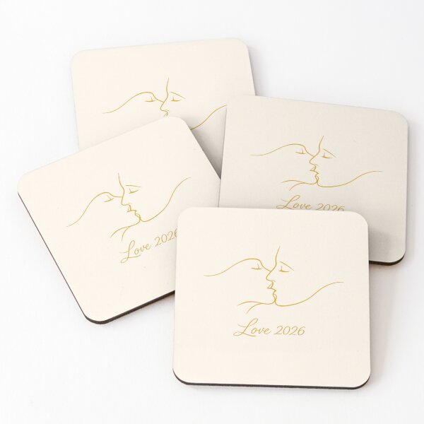 Item preview, Minimalist Gold Line Art Kissing Faces | Love 2026 Romantic Valentine Design for Shirts, Mugs, Stickers designed and sold by FUIRY .