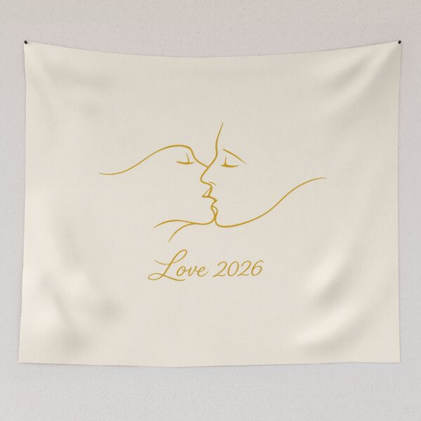Item preview, Minimalist Gold Line Art Kissing Faces | Love 2026 Romantic Valentine Design for Shirts, Mugs, Stickers designed and sold by FUIRY .