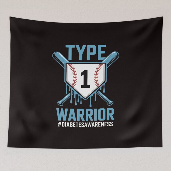 Item preview, T1D Warrior Baseball Drip Diabetes Awareness Blue Ribbon designed and sold by lavethediso.