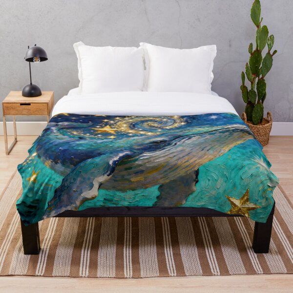 Aperçu de l'œuvre Golden Whale in Van Gogh Style – Magical Oil Painting 3D Illustration créée et vendue par MagicalArch.