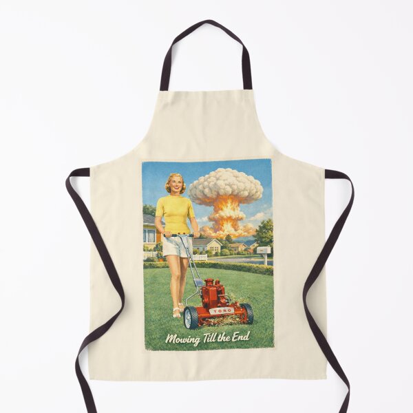 Item preview, Mowing Till the End – 1950s Atomic Bomb Woman Lawn Cutting Scene designed and sold by Maljonic.