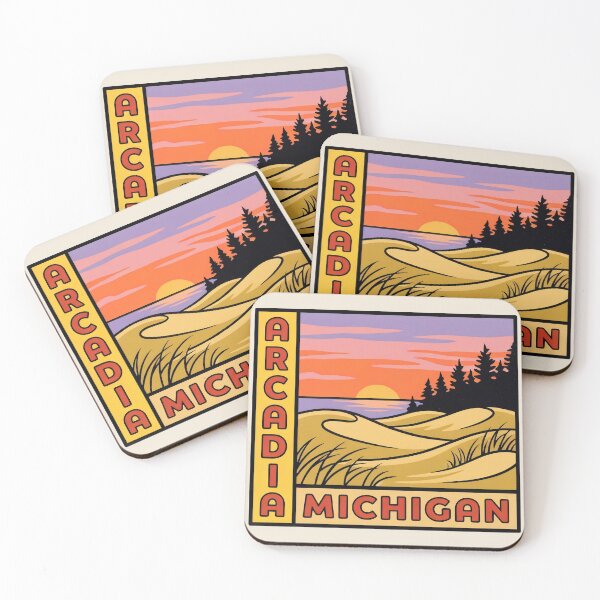 Item preview, Arcadia Michigan - Vintage Lake Michigan Sunset Design designed and sold by TheOldMittenIllustrated.