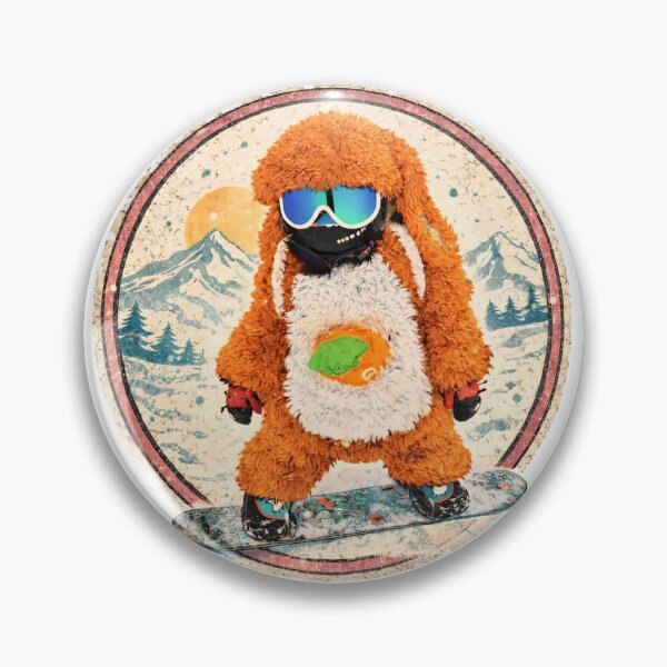Artikelvorschau, Flauschiger orangefarbener Snowboard-Hase – Gemütliche Winterästhetik entworfen und verkauft von SkiStickerHub.
