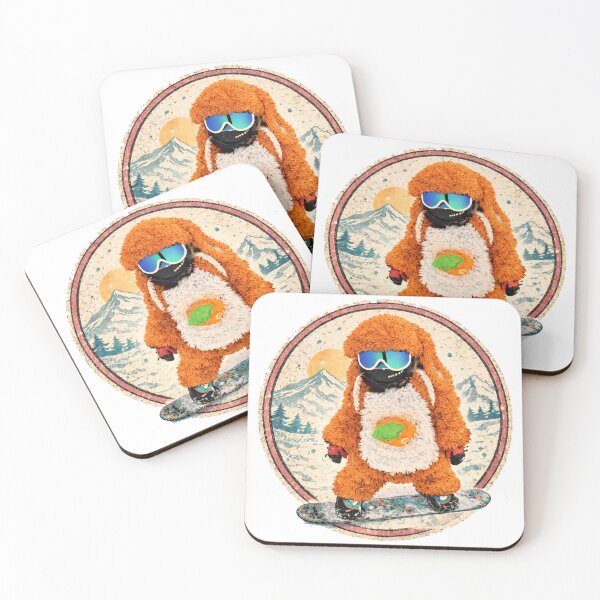 Item preview, Fluffy Orange Snowboard Bunny – Cozy Winter Aesthetic Art designed and sold by SkiStickerHub.