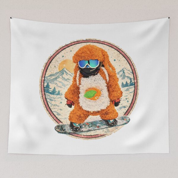 Item preview, Fluffy Orange Snowboard Bunny – Cozy Winter Aesthetic Art designed and sold by SkiStickerHub.