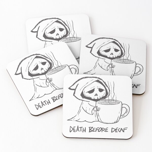 Item preview, Grim Reaper Sketch with "Death Before Decaf" Text designed and sold by MAF_Merch.