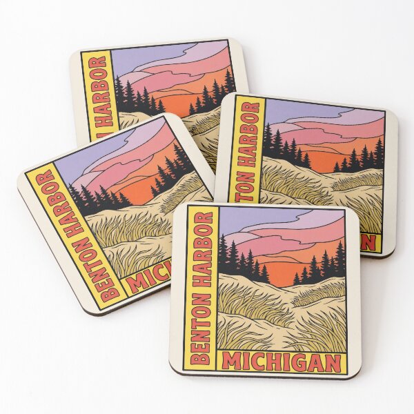 Item preview, Benton Harbor Michigan - Vintage Lake Michigan Sunset Design designed and sold by TheOldMittenIllustrated.