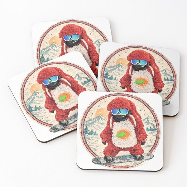 Item preview, Fluffy Red Snowboard Bunny – Cozy Winter Aesthetic Art designed and sold by SkiStickerHub.