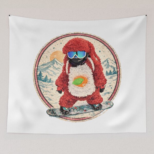 Item preview, Fluffy Red Snowboard Bunny – Cozy Winter Aesthetic Art designed and sold by SkiStickerHub.