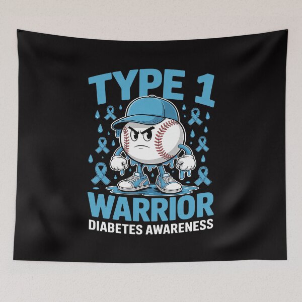 Item preview, T1D Warrior Type 1 Diabetes Awareness Blue Baseball Drip designed and sold by Vexat062Art.
