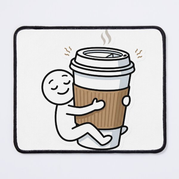 Item preview, Cute Stickman Hugging Giant Coffee Cup Caffeine Lover Aesthetic designed and sold by StickyGuys.