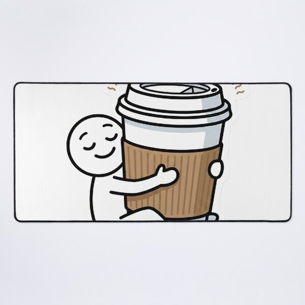 Item preview, Cute Stickman Hugging Giant Coffee Cup Caffeine Lover Aesthetic designed and sold by StickyGuys.