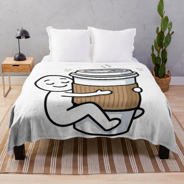Item preview, Cute Stickman Hugging Giant Coffee Cup Caffeine Lover Aesthetic designed and sold by StickyGuys.