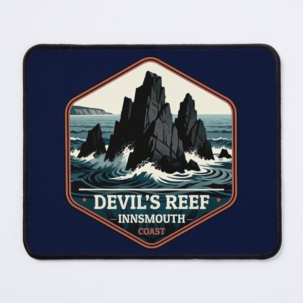 Item preview, Devil’s Reef – Innsmouth Coast Vintage Travel Badge designed and sold by GEEK-FACTORY-EU.