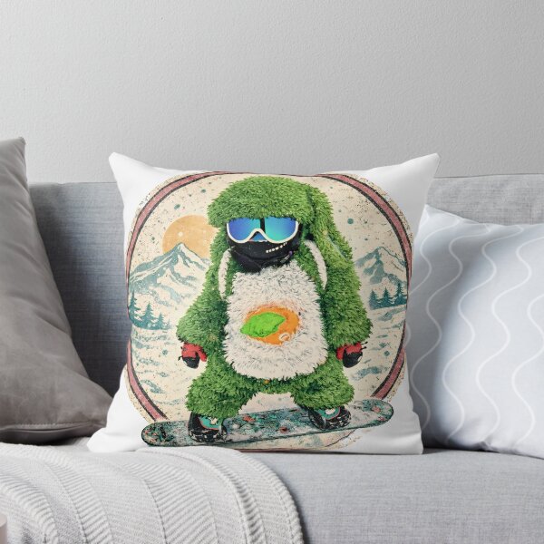 Item preview, Fluffy Green Snowboard Bunny – Cozy Winter Aesthetic Art designed and sold by SkiStickerHub.