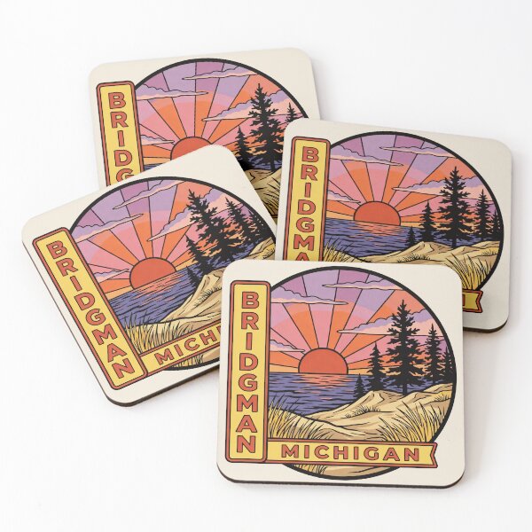 Item preview, Bridgman Michigan - Vintage Lake Michigan Sunset Design designed and sold by TheOldMittenIllustrated.
