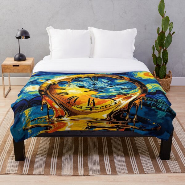 Item preview, Dali Melting Clock – Surreal Art with Van Gogh Starry Sky designed and sold by MagicalArch.