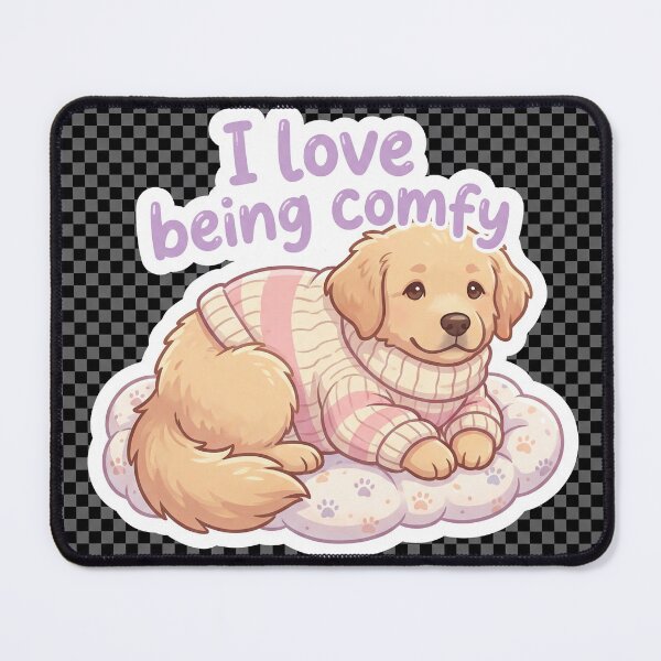 Item preview, Cute I love being Comfy golden retriever puppy design designed and sold by Vintage Designs +.