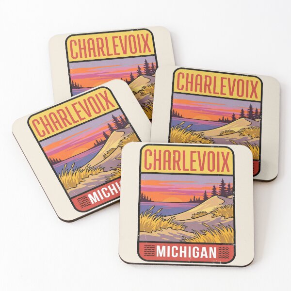 Item preview, Charlevoix Michigan - Vintage Lake Michigan Sunset Design designed and sold by TheOldMittenIllustrated.