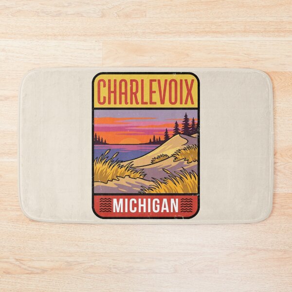 Item preview, Charlevoix Michigan - Vintage Lake Michigan Sunset Design designed and sold by TheOldMittenIllustrated.