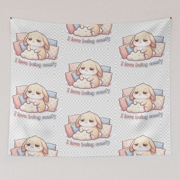 Item preview, Cute I love being Comfy flopsy bunny cartoon design designed and sold by Vintage Designs +.