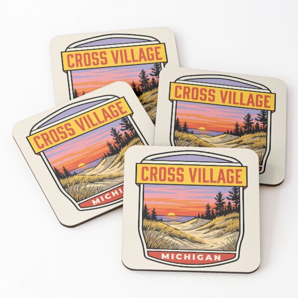Item preview, Cross Village Michigan - Vintage Lake Michigan Sunset Design designed and sold by TheOldMittenIllustrated.