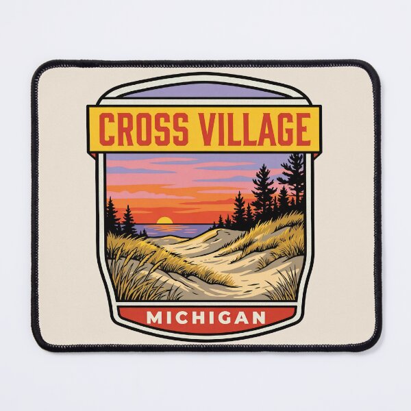 Item preview, Cross Village Michigan - Vintage Lake Michigan Sunset Design designed and sold by TheOldMittenIllustrated.
