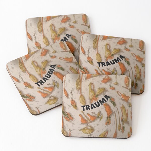 Item preview, Trauma - Vintage Orange and Gold Kitchen Wallpaper designed and sold by WigOutlet.
