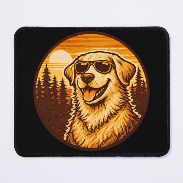 Item preview, Camping Labrador Dad Retro Woodcut Badge designed and sold by PawPrintCustom.