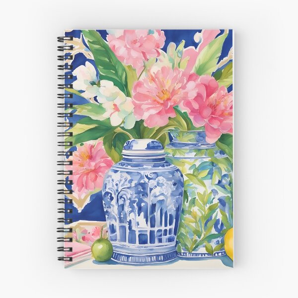 Artikelvorschau, Kunst des Grandmillennials, Blumen und Früchte in Chinoiserie-Vase, Westercolor entworfen und verkauft von SophieClimaArt.