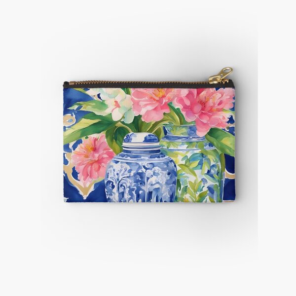Item preview, Grandmillennial art, Flowers and fruits in chinoiserie vase wstercolor designed and sold by SophieClimaArt.